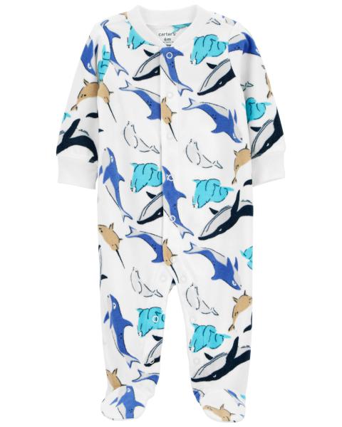 Carter's  Baby Whale Print Zip-Up Fleece Sleep & Play