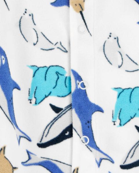 Carter's  Baby Whale Print Zip-Up Fleece Sleep & Play