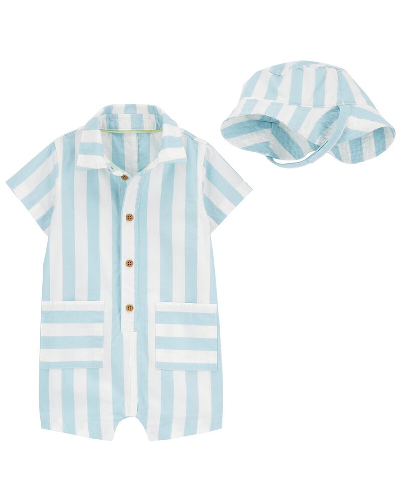 Carter's  2-Piece Striped Romper & Hat Set