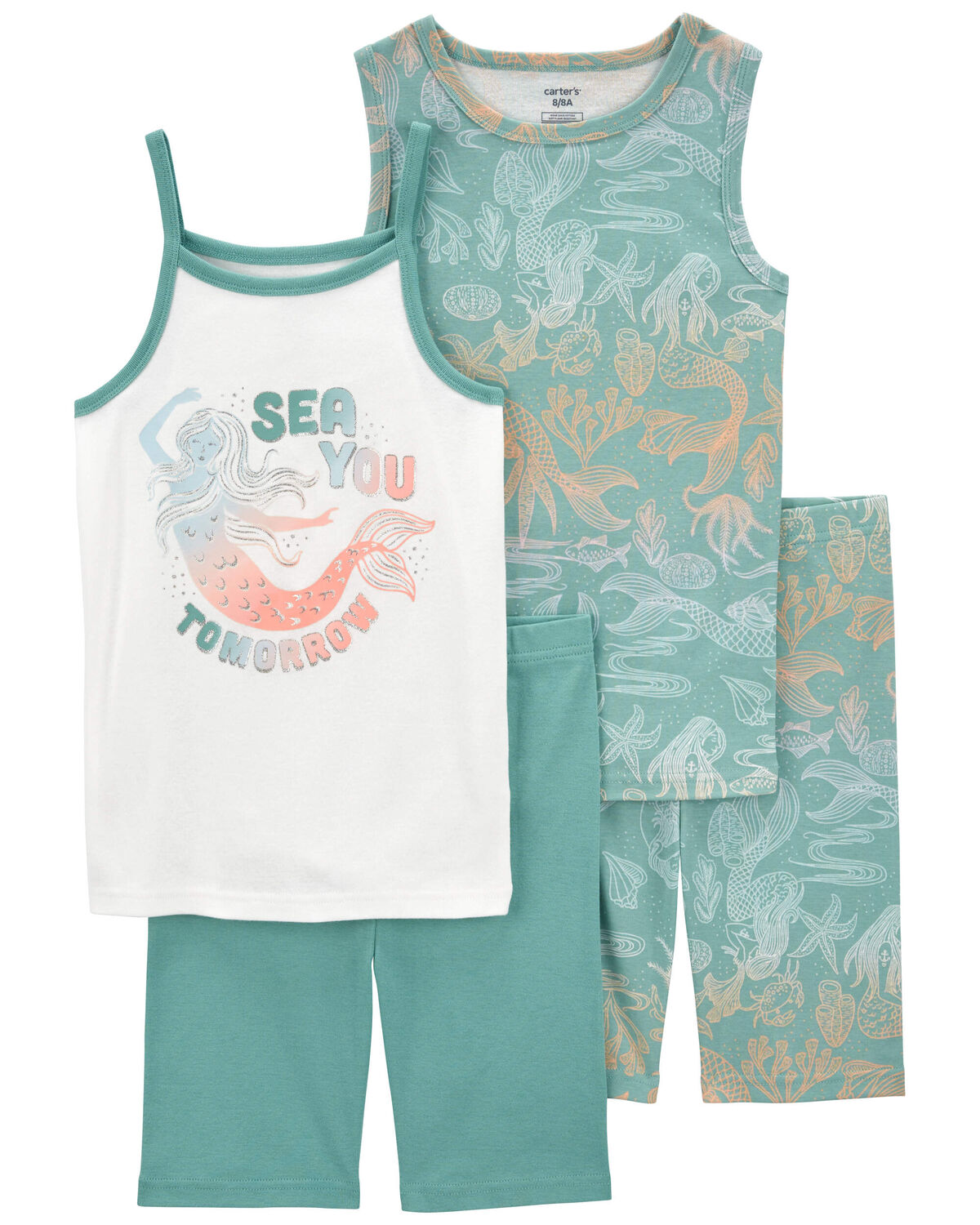 Carter's Kid 4-Piece Mermaid 100% Snug Fit Cotton Pajamas